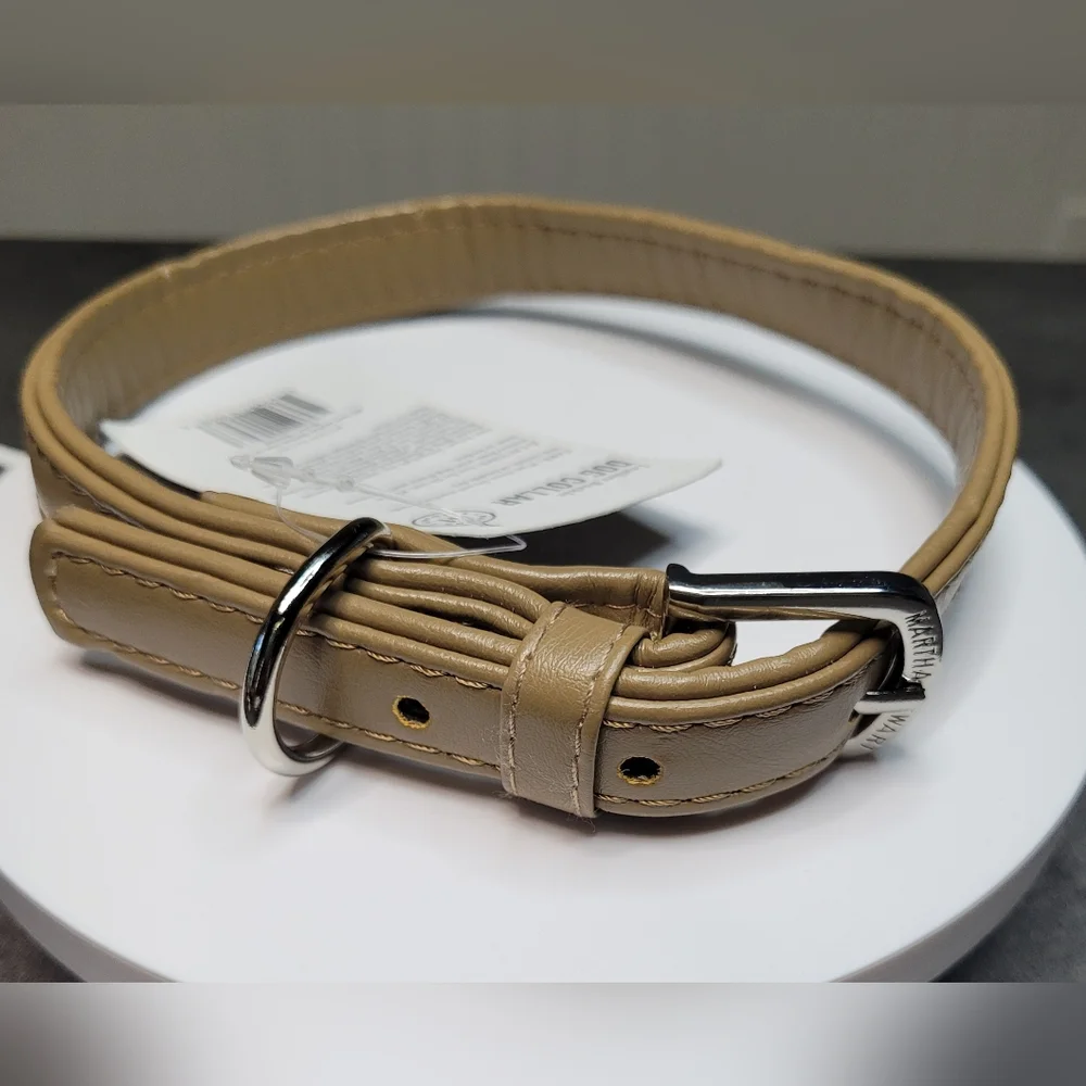 Martha Stewart Faux Leather Buckle Dog Collar Medium Brown